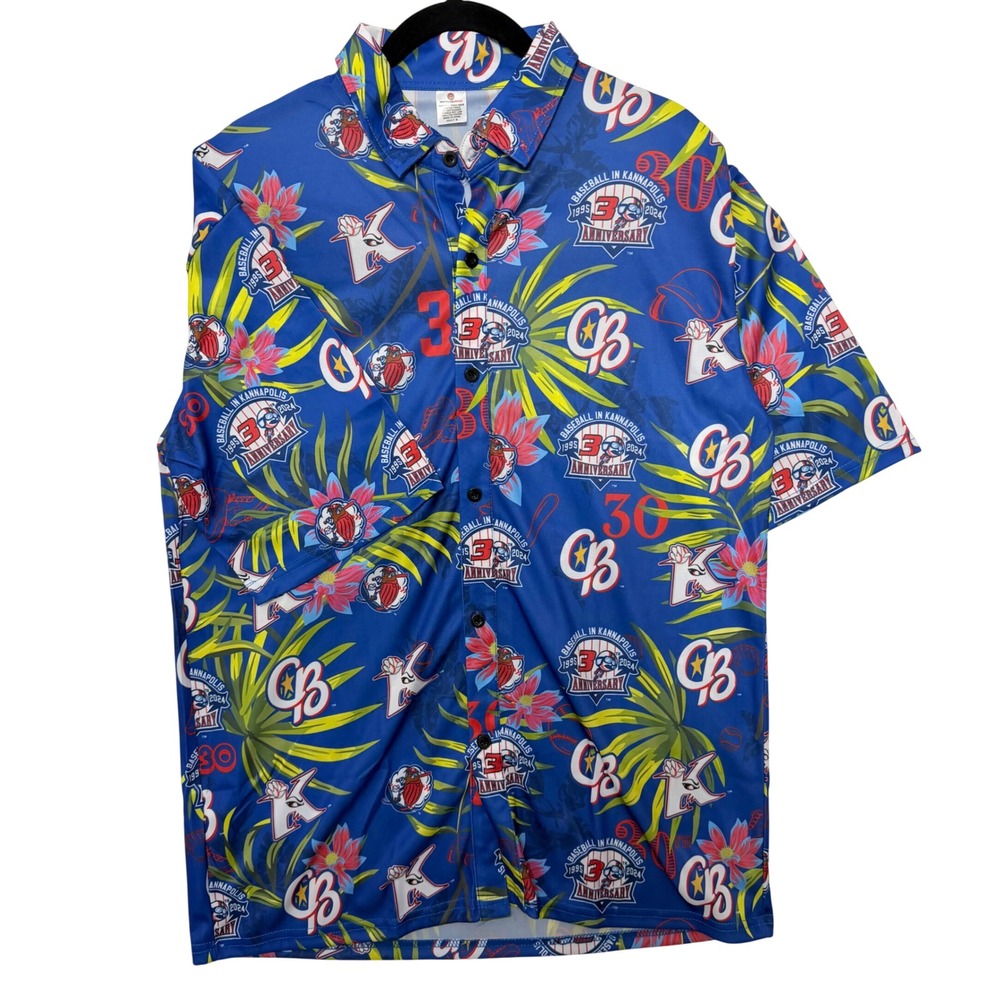 Kannapolis Cannon Ballers 30th Anniversary Baseball Shirt Blue Mens Medium‎ MiLB